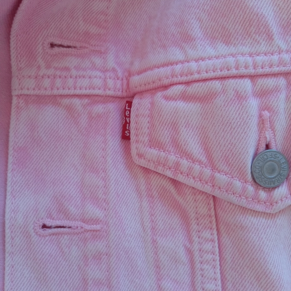 Denim Jacket Hand Painted Levis S Pink New - Picture 10 of 14